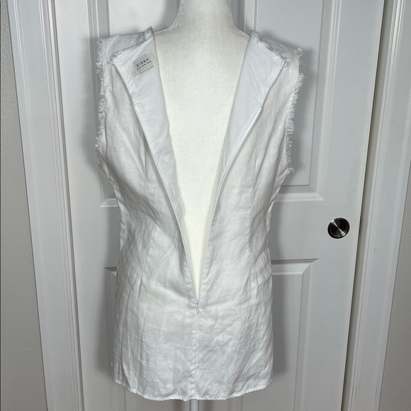 DISSH Nellie White Linen Tunic Top Size 12 Fringe Sleeveless Side Slits - Picture 12 of 16